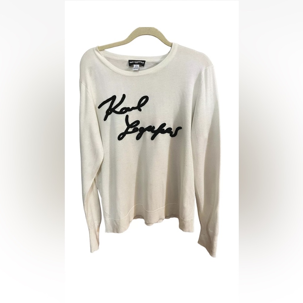 EUC Karl Lagerfeld Signature Long Sleeve Graphic Sweatshirt sz xs